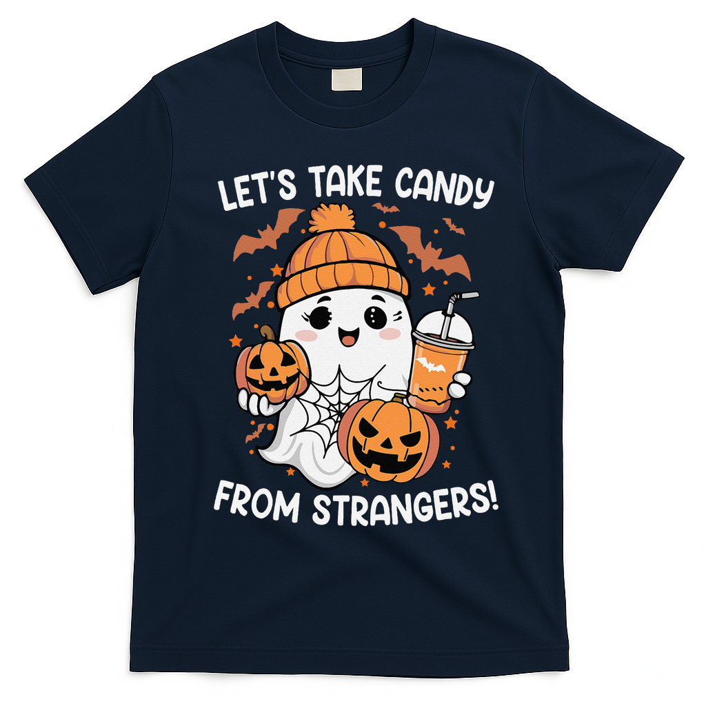 LetS Take Candy From Strangers Funny Halloween T-Shirt - Navy Blue