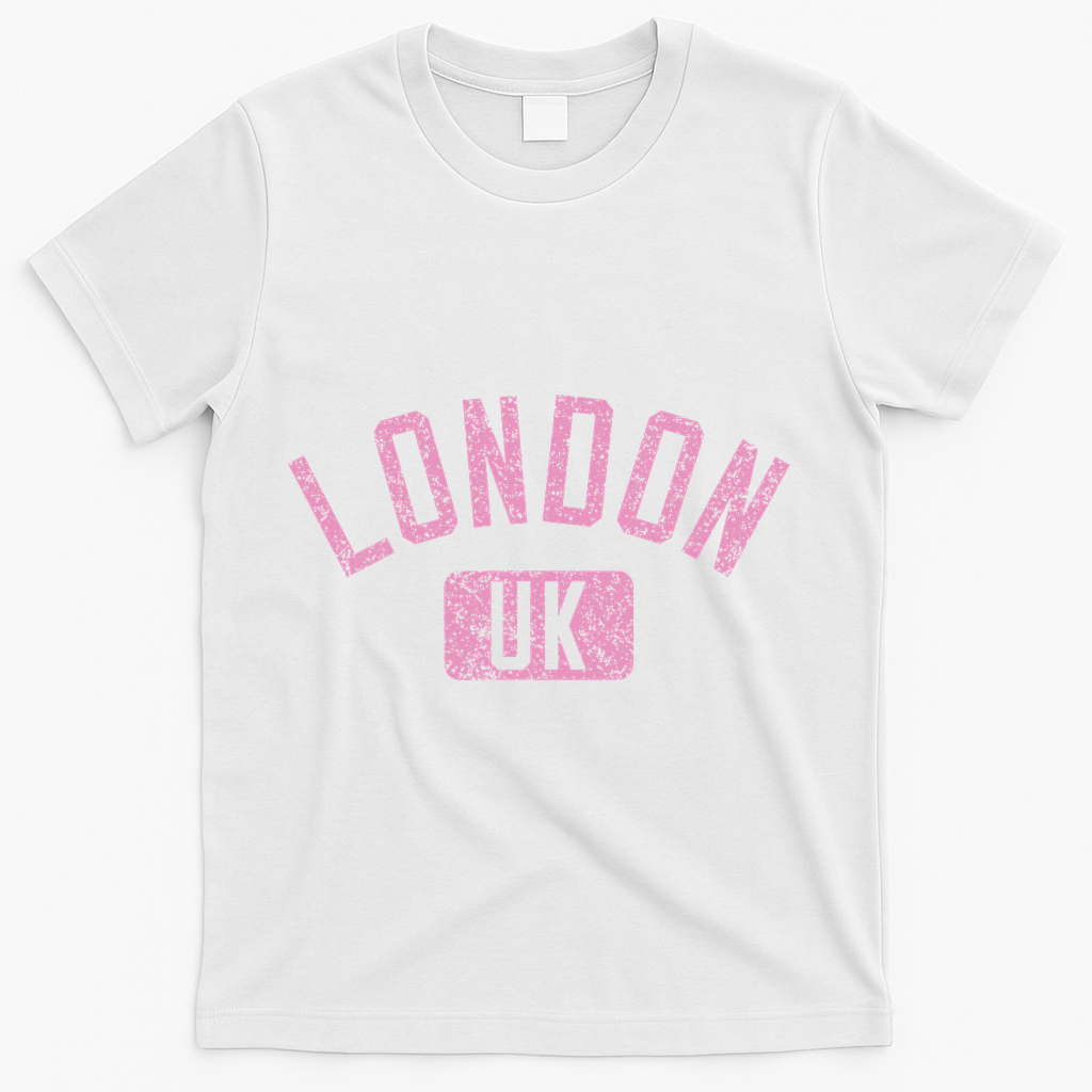London Uk Arched Text Distressed Print T-Shirt - White