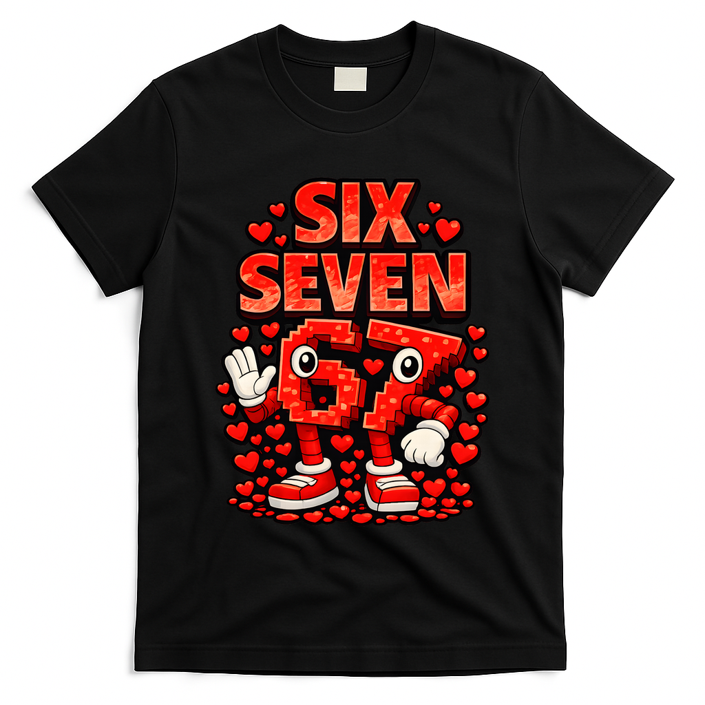 Meme 67 Six Seven 6 7 Valentine Heart T-Shirt