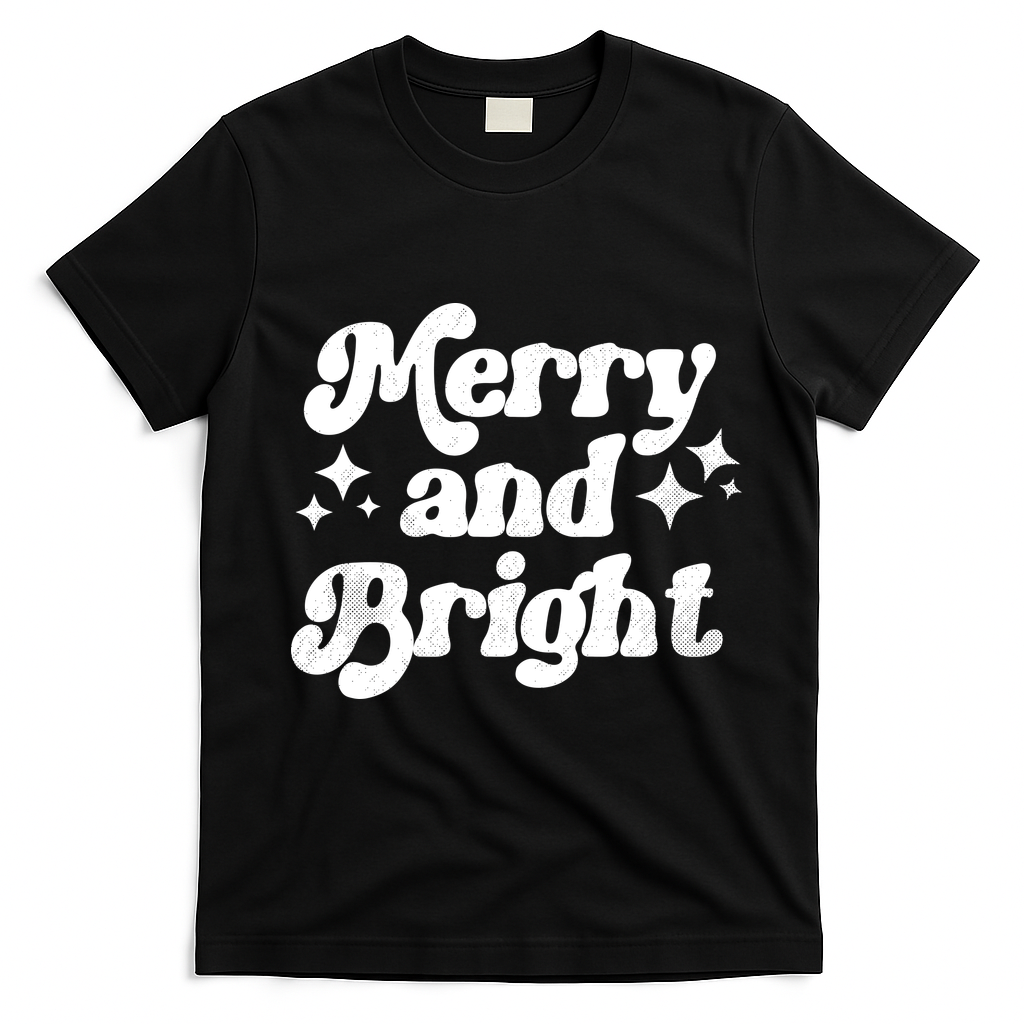 Merry And Bright Christmas T-Shirt - Black