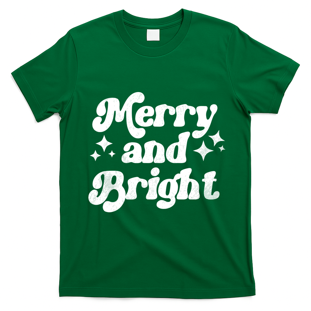 Merry And Bright Christmas T-Shirt - Irish Green