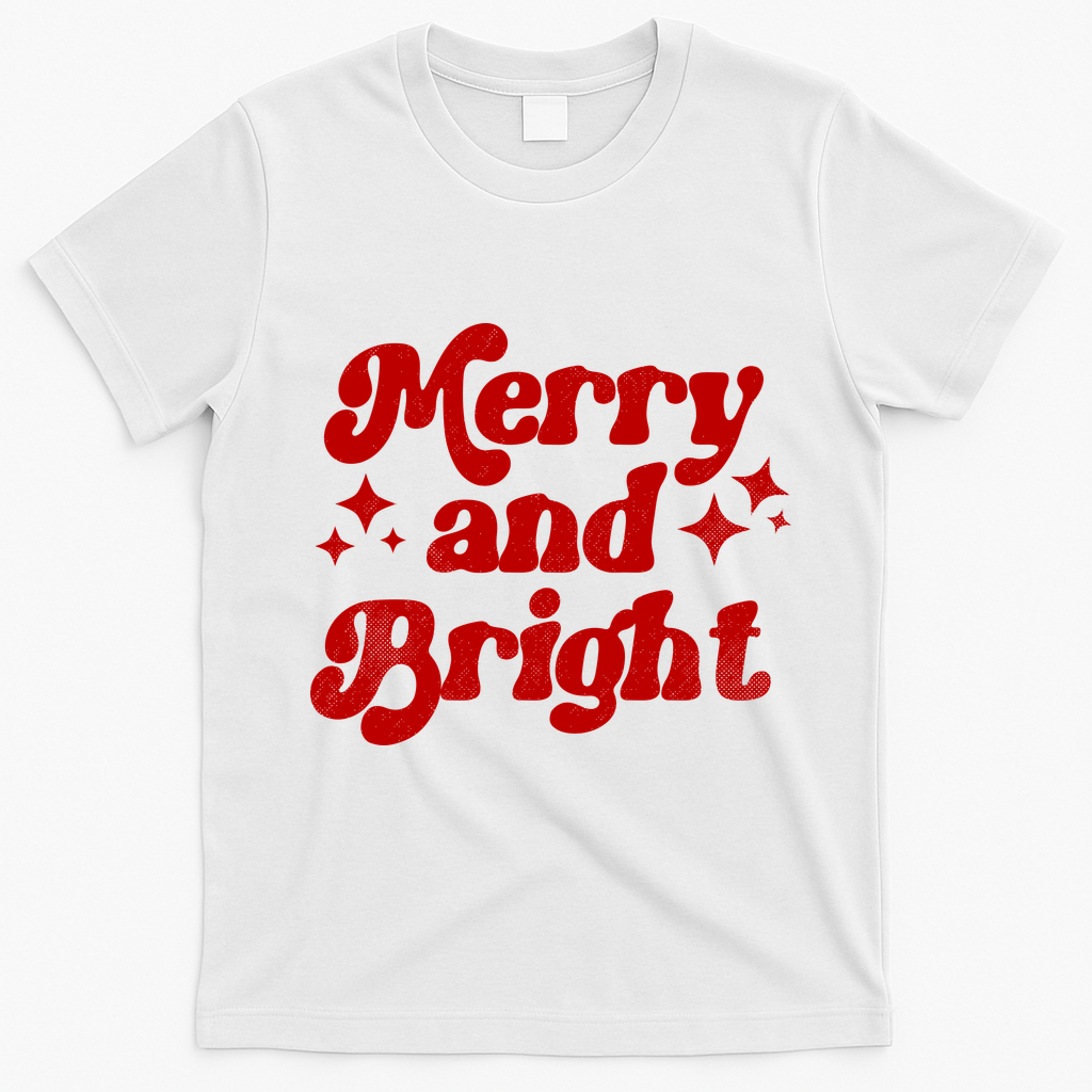 Merry And Bright Christmas T-Shirt - White