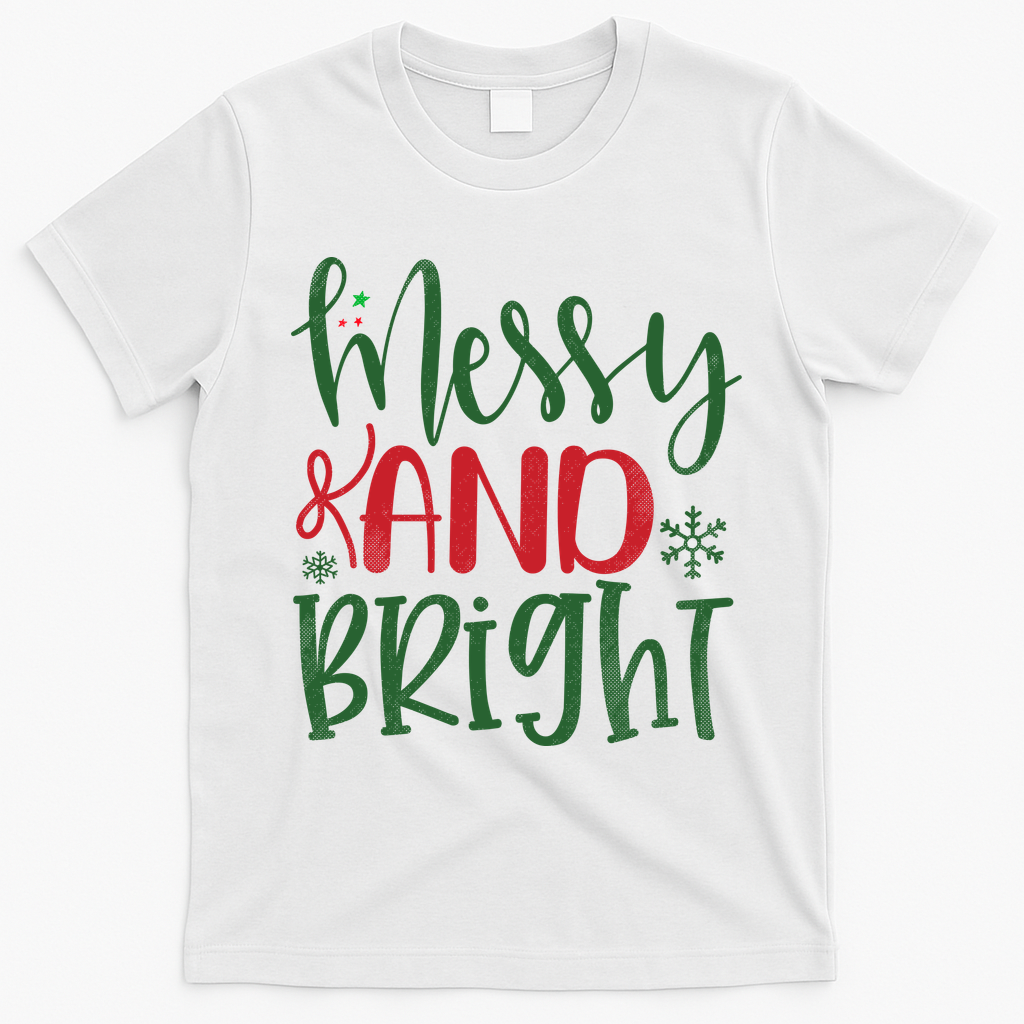 Messy And Bright Funny Christmas T-Shirt - White