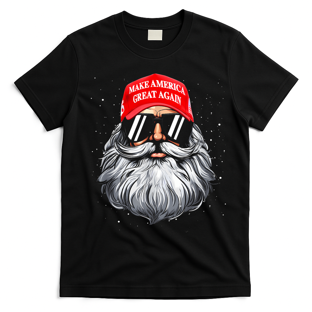 Make A Christmas Great Again Funny Xmas Trump Santa Pajamas T-Shirt - Black