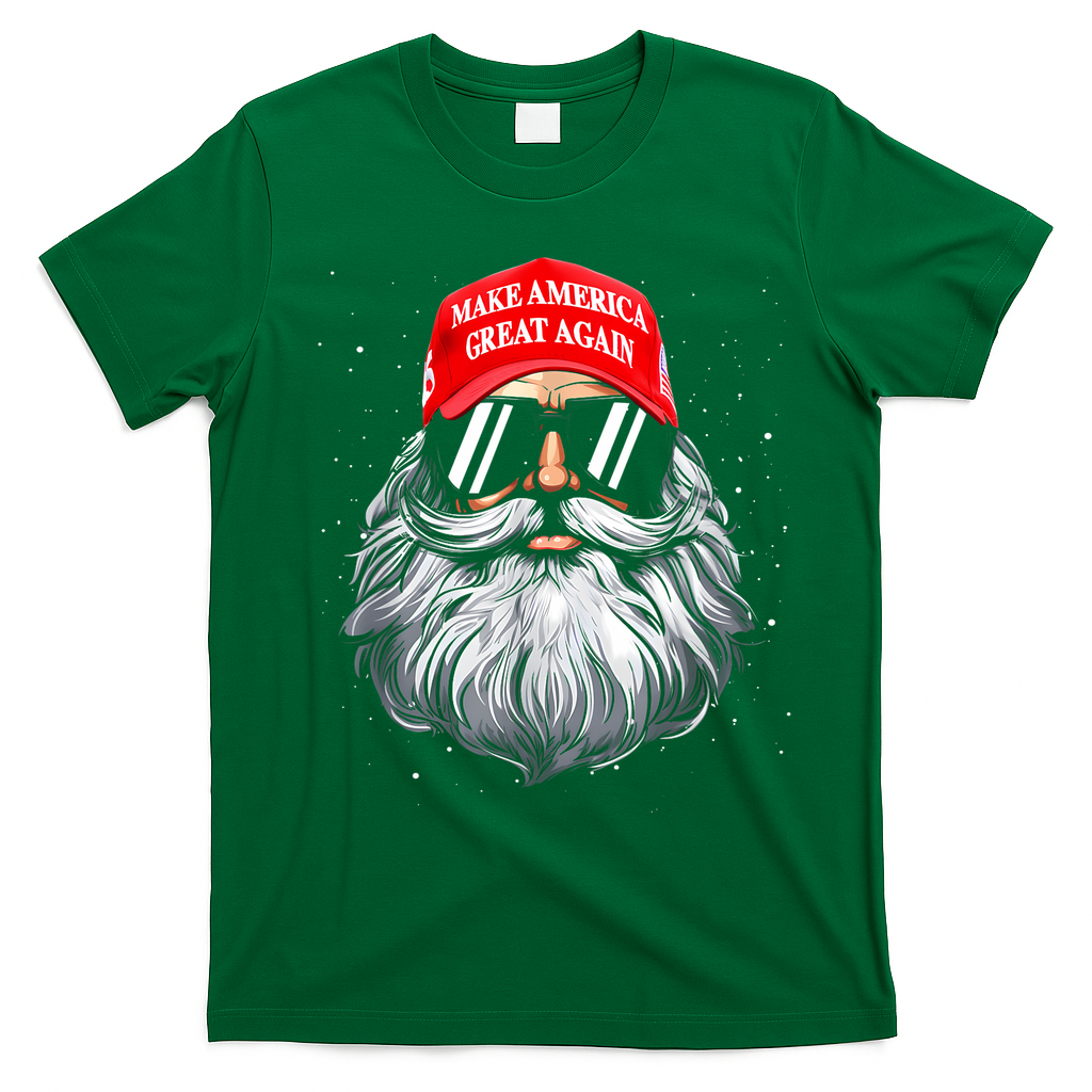 Make A Christmas Great Again Funny Xmas Trump Santa Pajamas T-Shirt - Irish Green