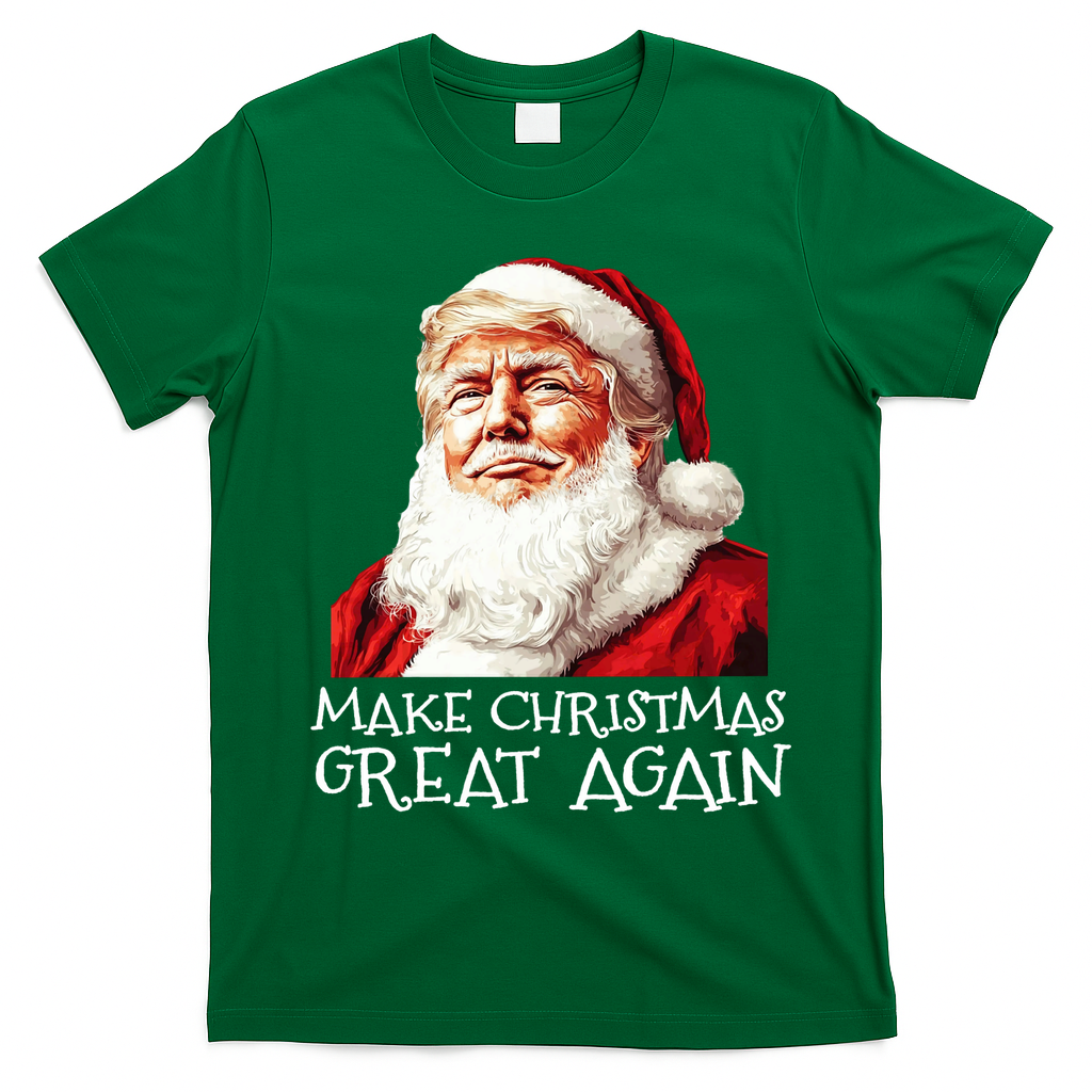 Make A Christmas Great Again Xmas President Trump Maga Santa T-Shirt - Irish Green