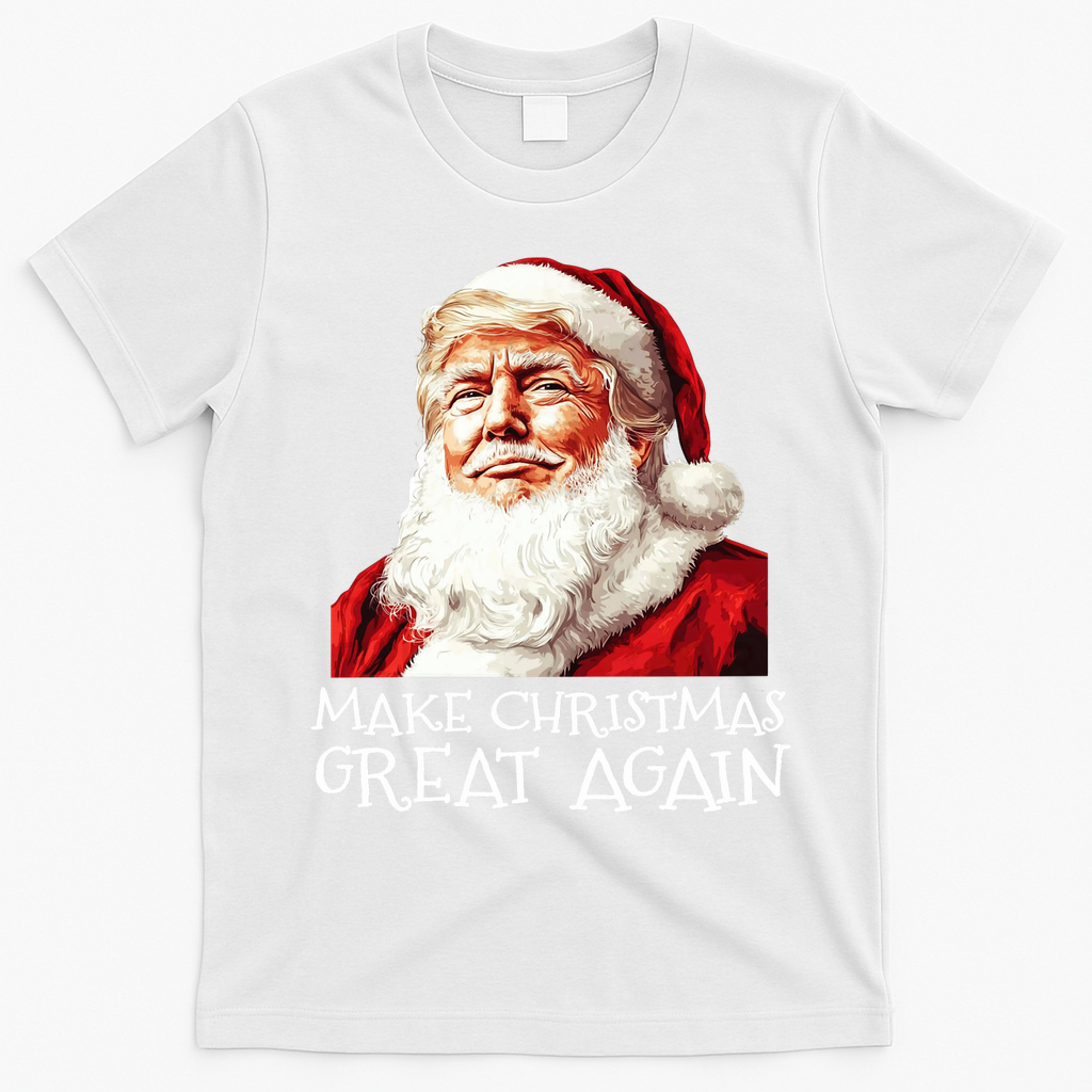 Make A Christmas Great Again Xmas President Trump Maga Santa T-Shirt - White