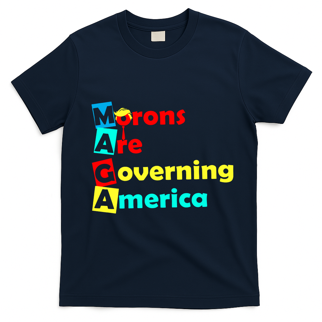 Morons Are Governing America T-Shirt - Navy Blue