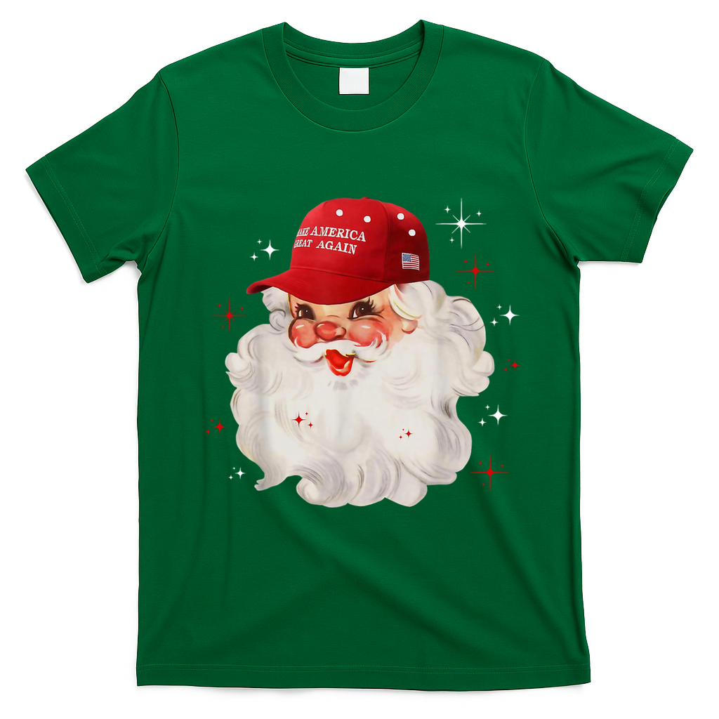 Make America Great Again Pro Trump Santa Christmas T-Shirt - Irish Green