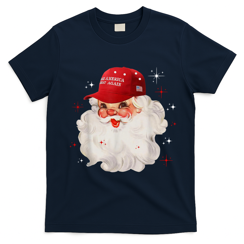 Make America Great Again Pro Trump Santa Christmas T-Shirt - Navy Blue