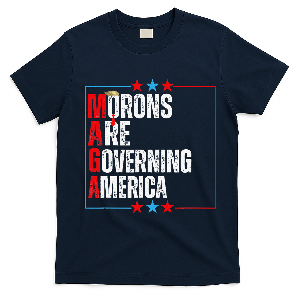 Morons Are Governing America Anti Trump Political T-Shirt - Navy Blue