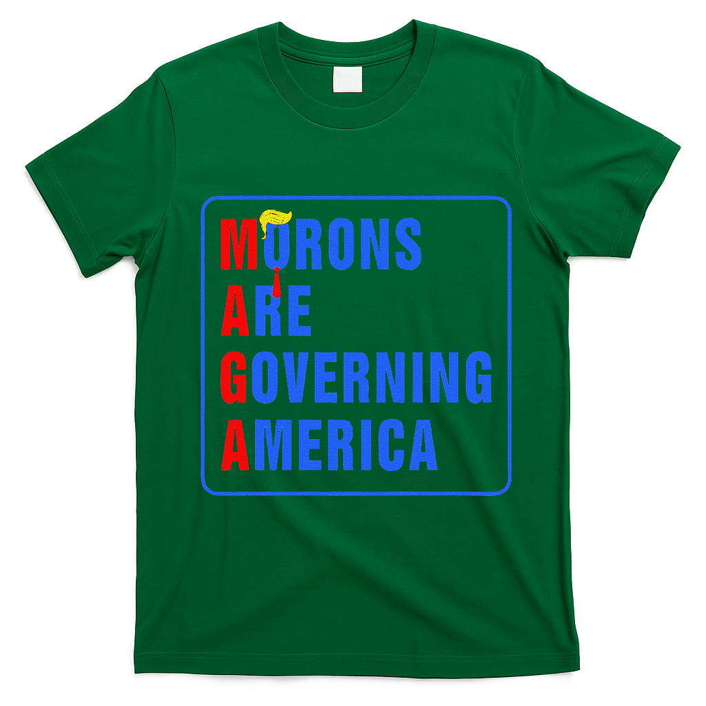 Morons Are Governing America Funny Trump 2024 (5) T-Shirt - Irish Green