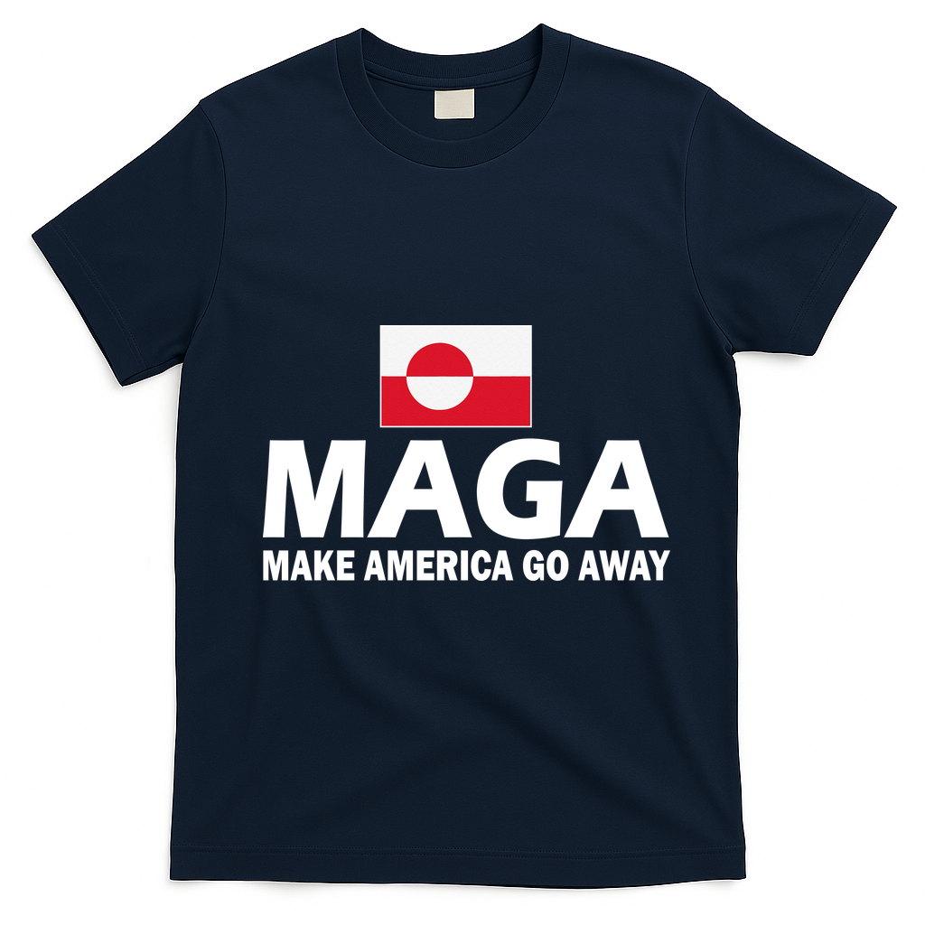 Make America Go Away MAGA Anti Trump Greenland Flag T-Shirt - Navy Blue