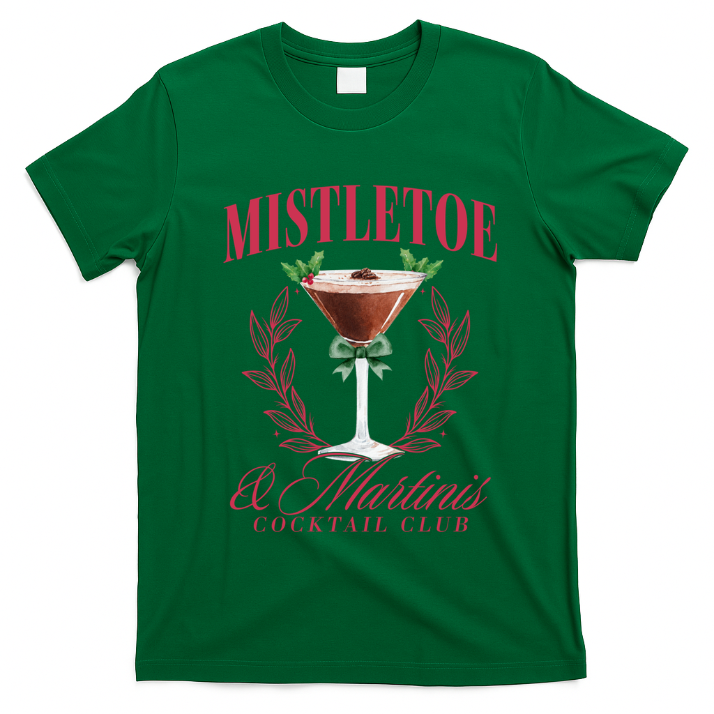 Mistletoe And Martinis Cute Christmas Espresso Martini Meaningful Gift T-Shirt - Irish Green