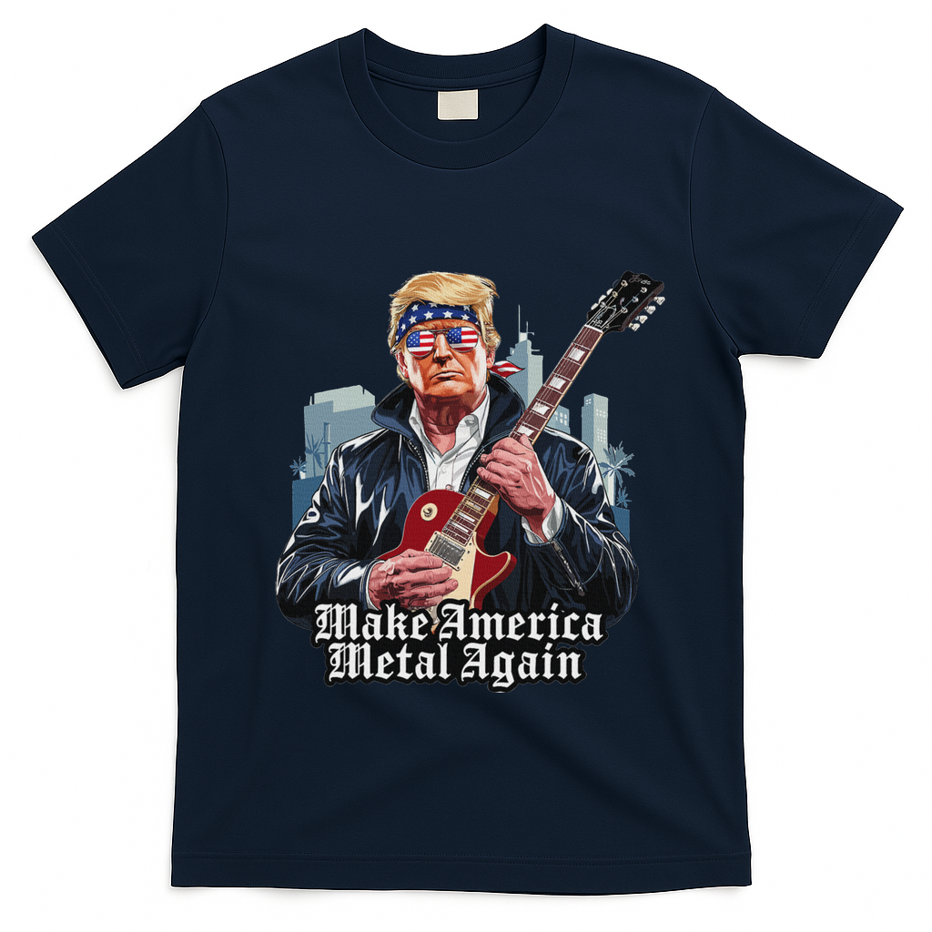 Make America Metal Again Trump Rock Heavy Music Thrash T-Shirt - Navy Blue