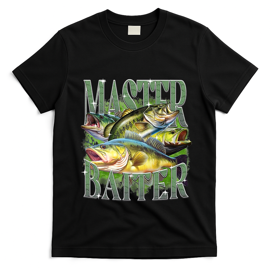Master Baiter Bass Fishing T-Shirt - Black