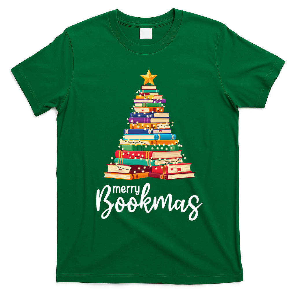 Merry Bookmas Christmas T-Shirt - Irish Green