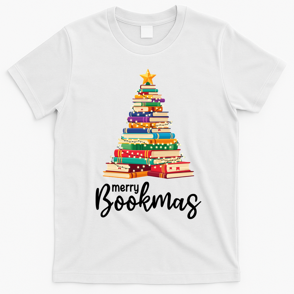Merry Bookmas Christmas T-Shirt - White