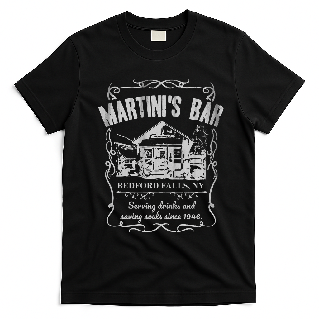 Martini's Bar It's A Wonderful Life T-Shirt - Black