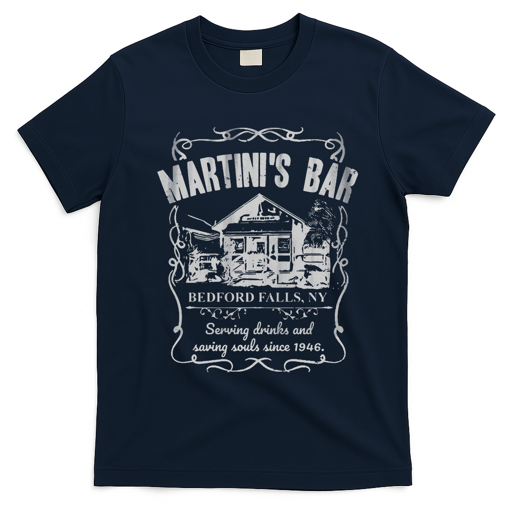 Martini's Bar It's A Wonderful Life T-Shirt - Navy Blue