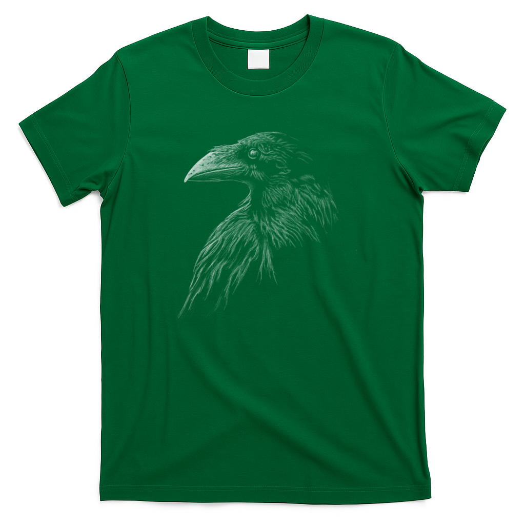 Mystical Black Raven Illustration Crow Artwork T-Shirt