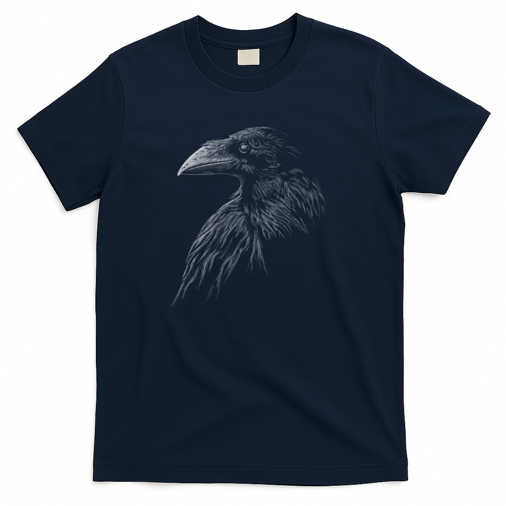 Mystical Black Raven Illustration Crow Artwork T-Shirt