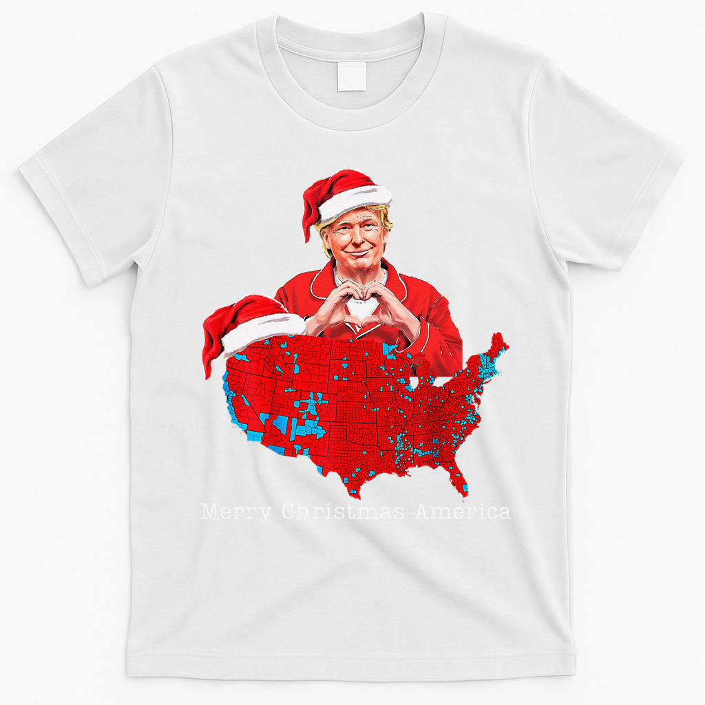 Merry Christmas America Donald Trump Coverage Xmas Pajamas T-Shirt - White
