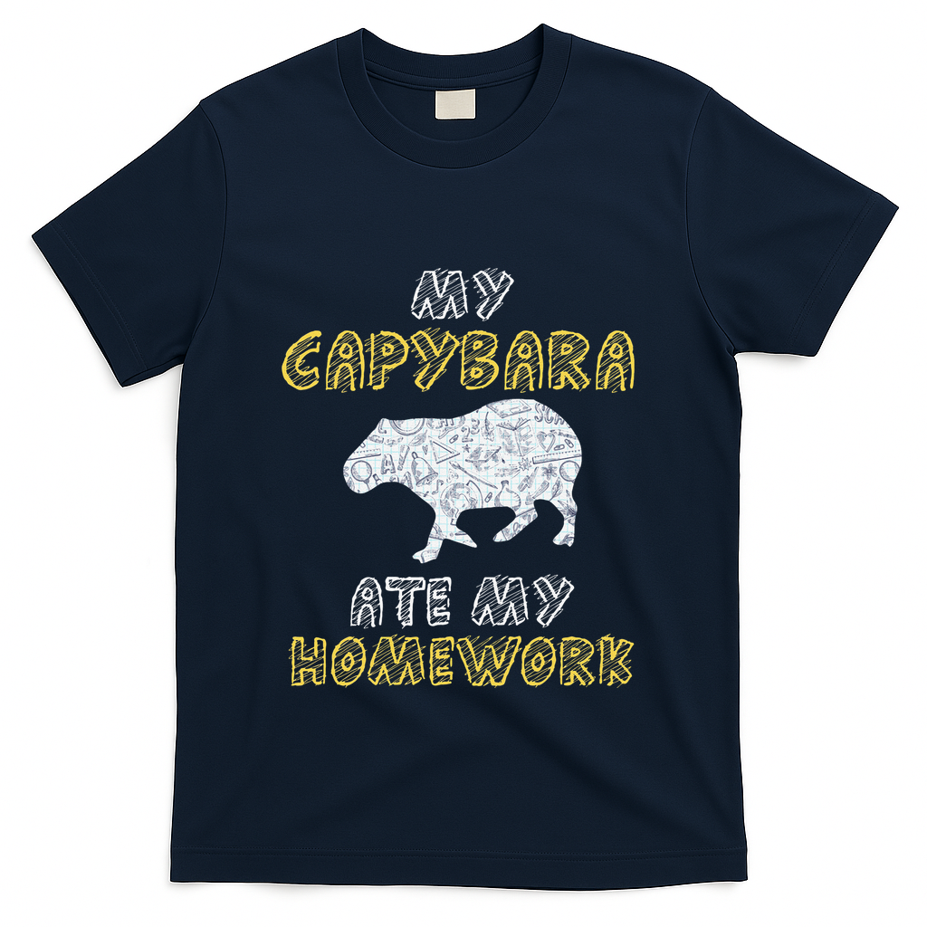 My Capybara Ate My Homework Mammal Animal Back To School T-Shirt - Navy