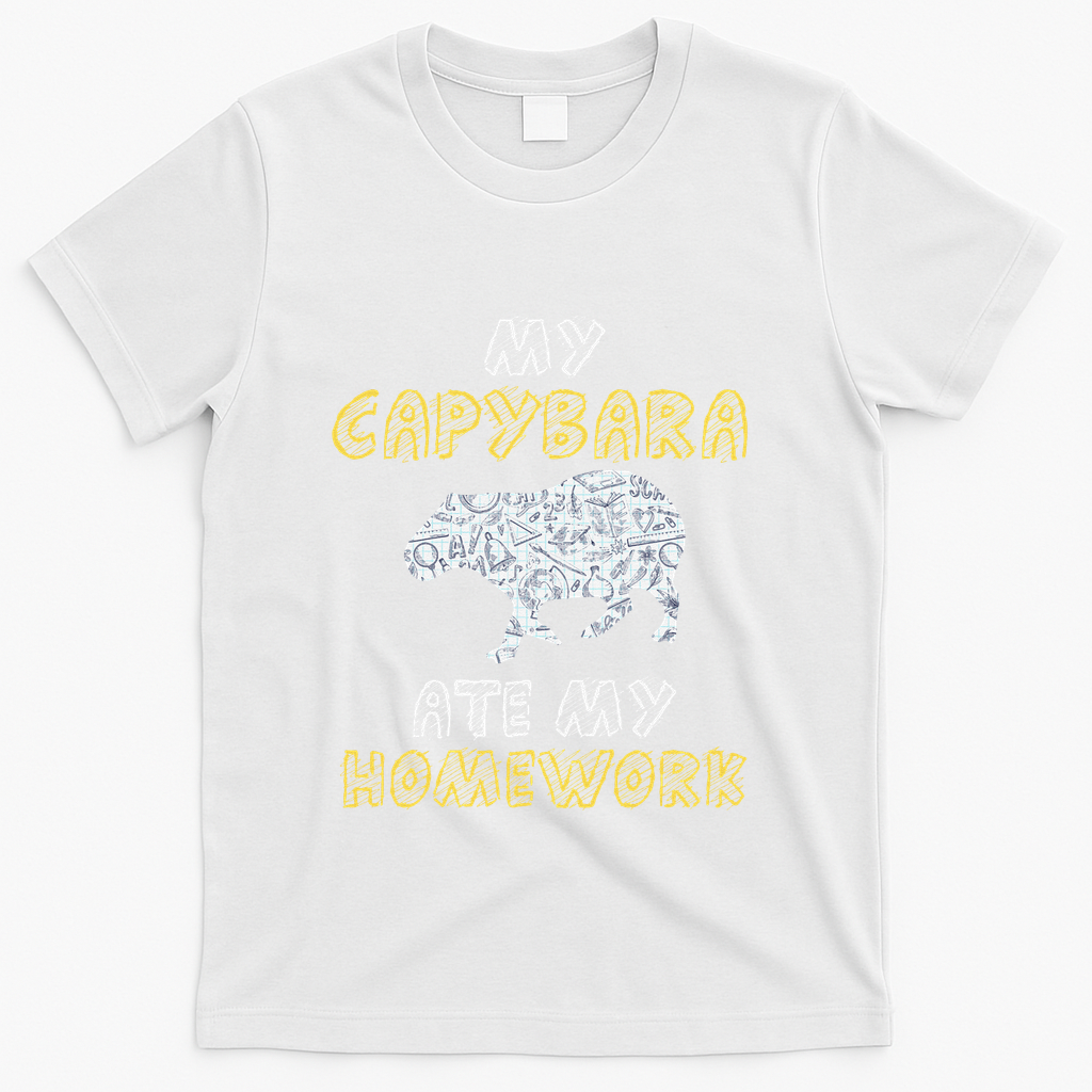 My Capybara Ate My Homework Mammal Animal Back To School T-Shirt - White