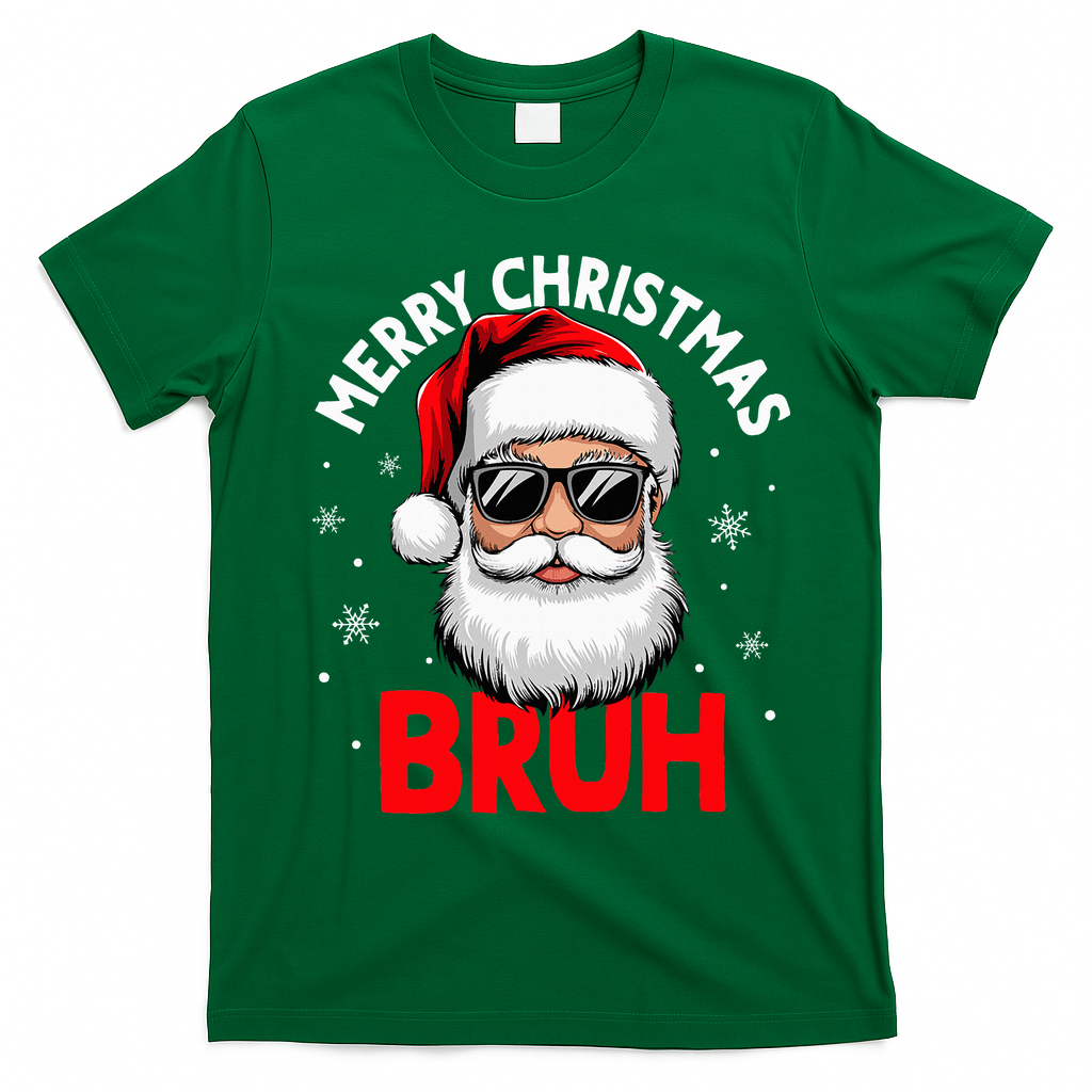 Merry Christmas Bruh Funny Santa Claus T-Shirt - Irish Green