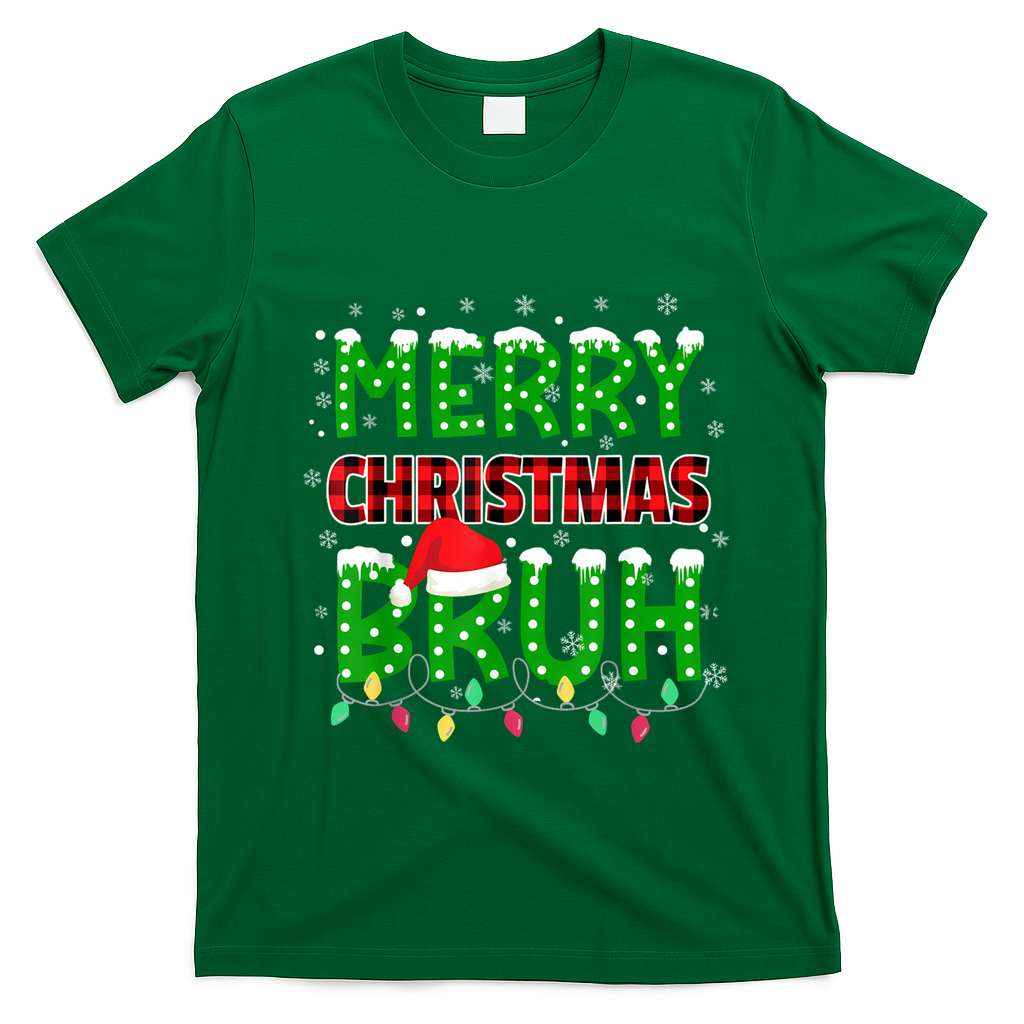 Merry Christmas Bruh Holiday Festive T-Shirt - Irish Green