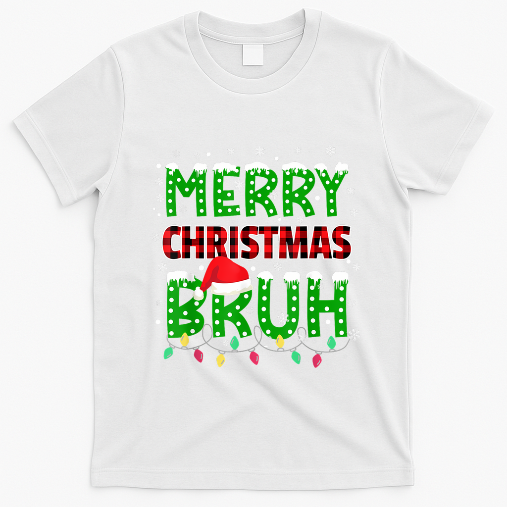 Merry Christmas Bruh Holiday Festive T-Shirt - White