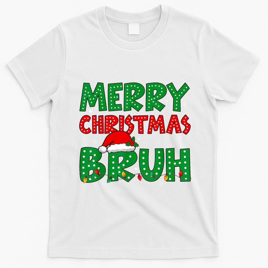 Merry Christmas Bruh Meme Funny Holiday T-Shirt - White
