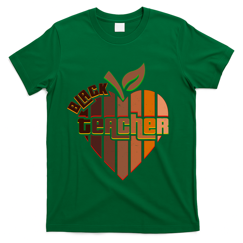 Melanin Colors Black Teacher T-Shirt - Green