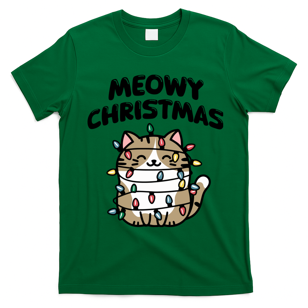 Meowy Christmas Christmas Cats Cat Lover T-Shirt - Irish Green