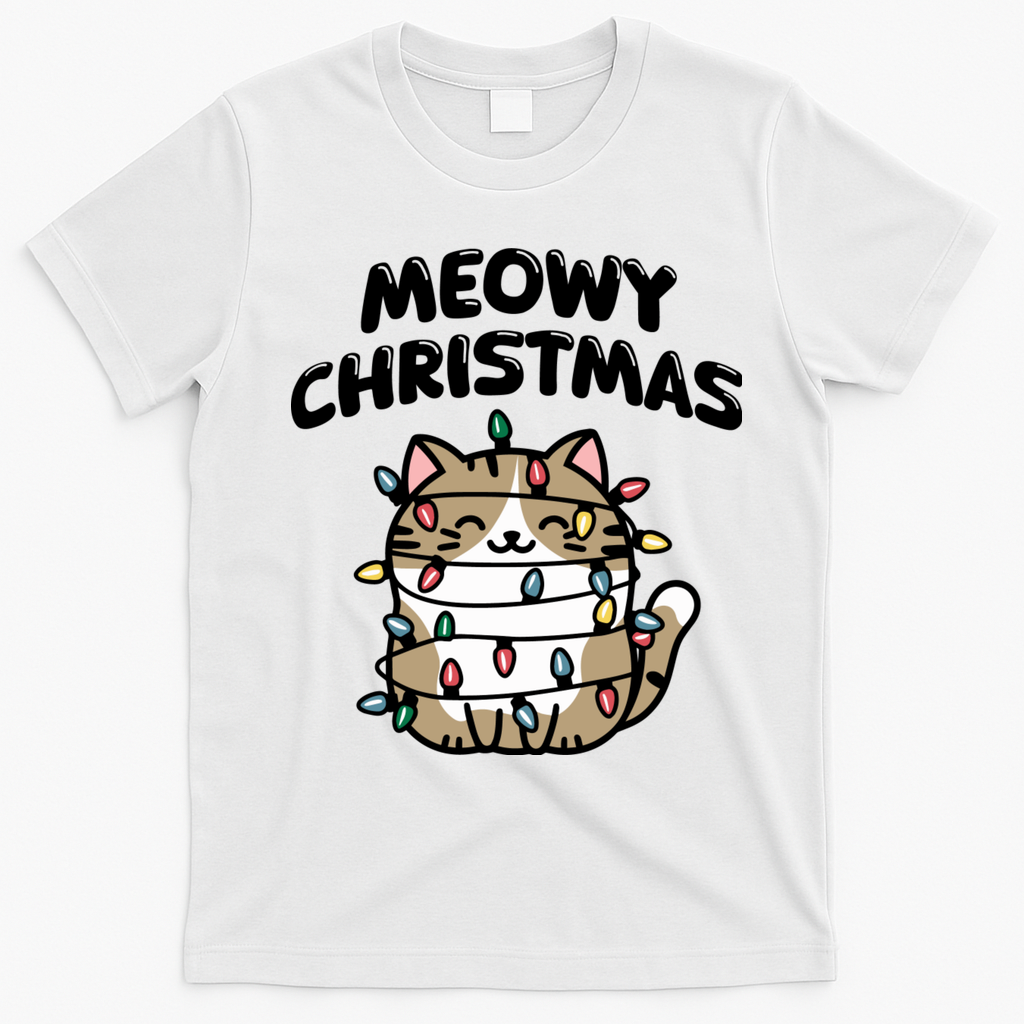 Meowy Christmas Christmas Cats Cat Lover T-Shirt - White