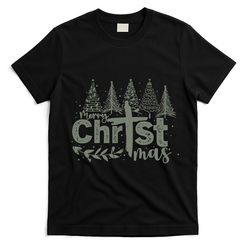 Merry Christmas Christian Christ T-Shirt - Black