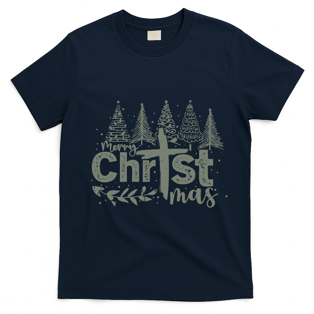 Merry Christmas Christian Christ T-Shirt - Navy Blue