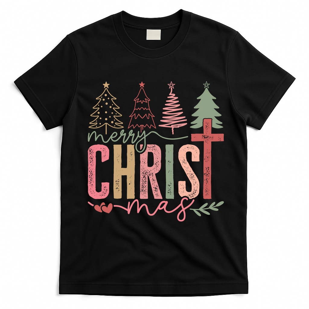 Merry Christmas Faith Christ Christian T-Shirt - Black