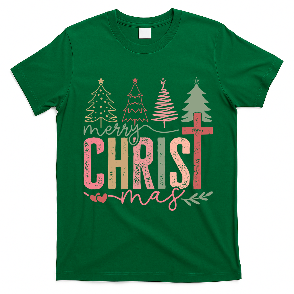 Merry Christmas Faith Christ Christian T-Shirt - Irish Green