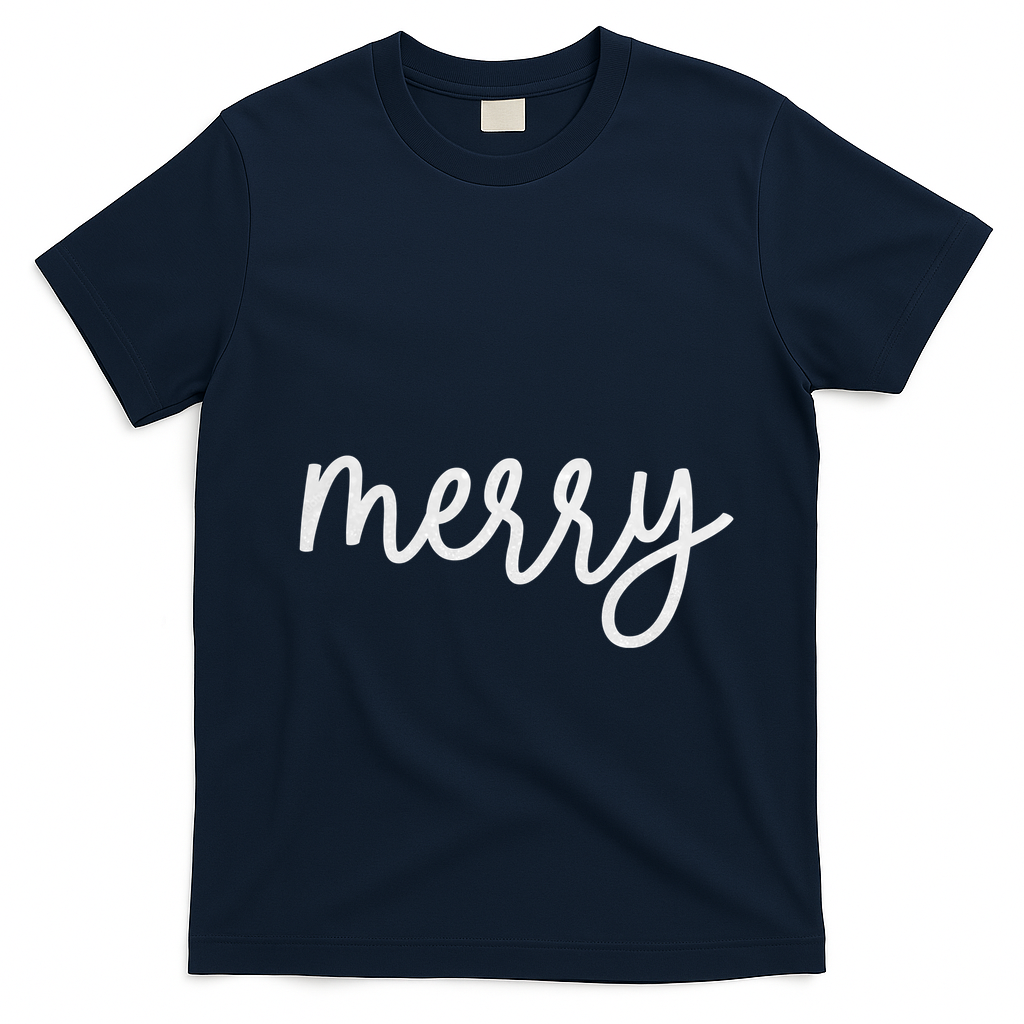 Merry Christmas Festive Family Matching T-Shirt - Navy Blue