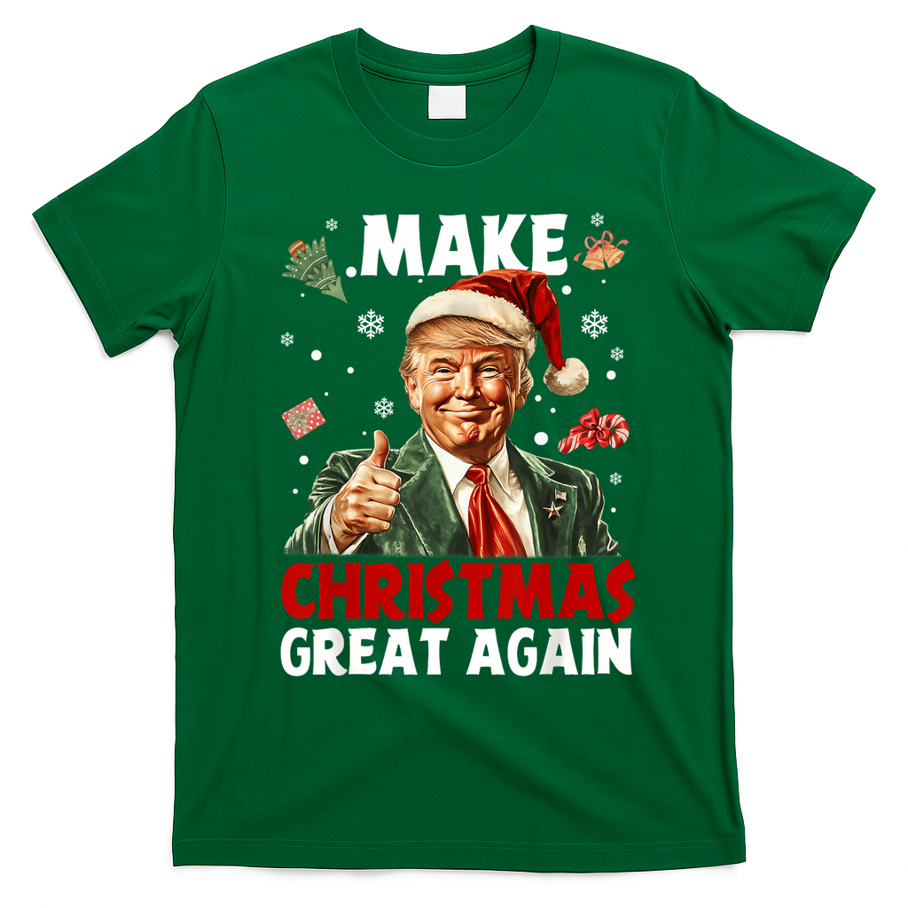 Make Christmas Great Again Santa Funny Trump Xmas Pajamas T-Shirt - Irish Green