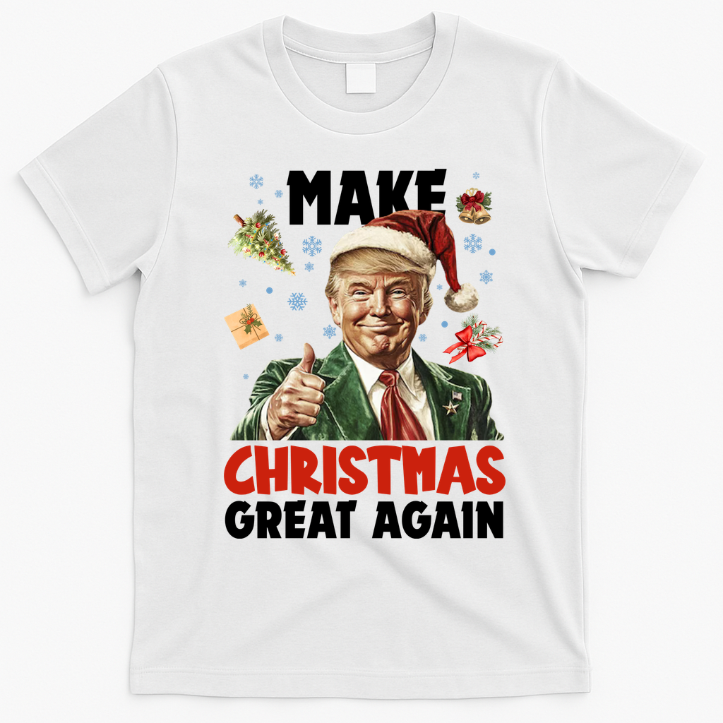 Make Christmas Great Again Pro Donald Trump Holiday T-Shirt - White