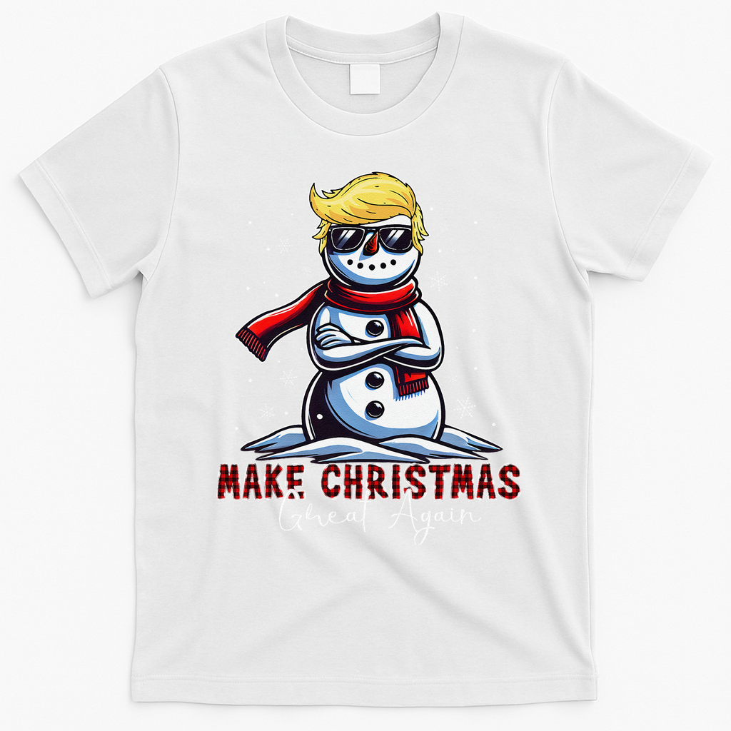 Make Christmas Great Again Snowman Trump Holiday T-Shirt - White