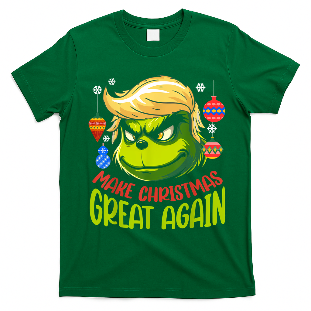 Make Christmas Great Again Donald Trump Xmas Funny Gift T-Shirt - Irish Green