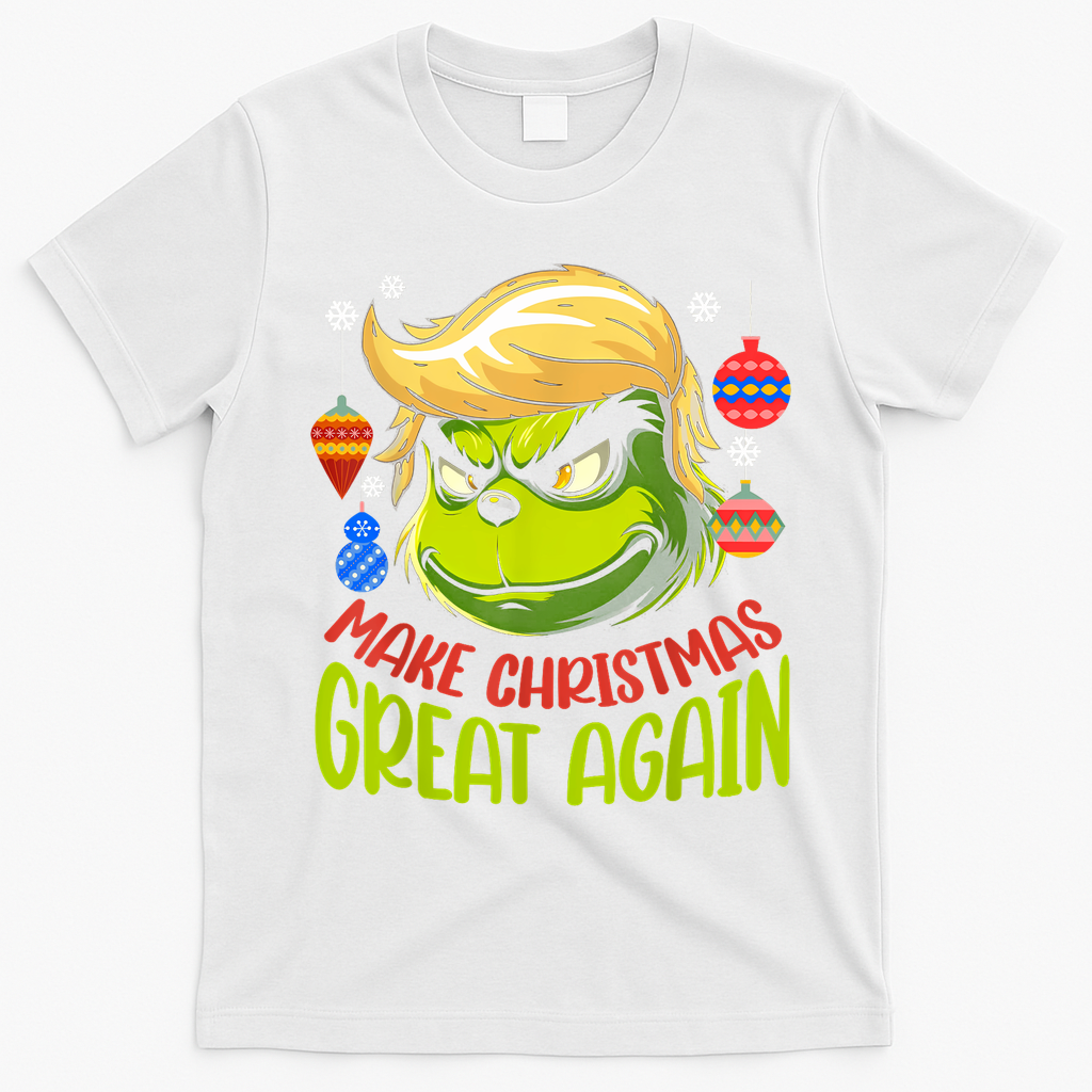 Make Christmas Great Again Donald Trump Xmas Funny Gift T-Shirt - White