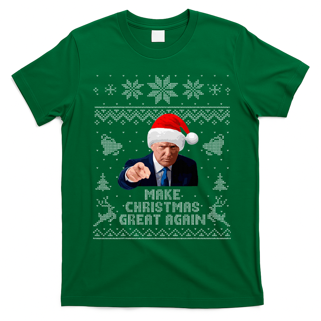 Make Christmas Great Again Donald Trump Holiday T-Shirt - Irish Green