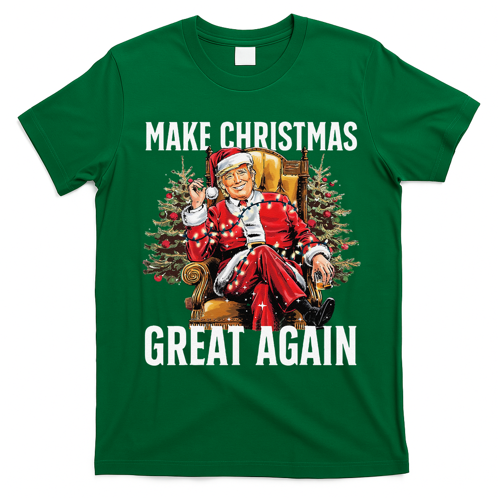 Make Christmas Great Again Santa Funny Christmas Pajamas T-Shirt - Irish Green