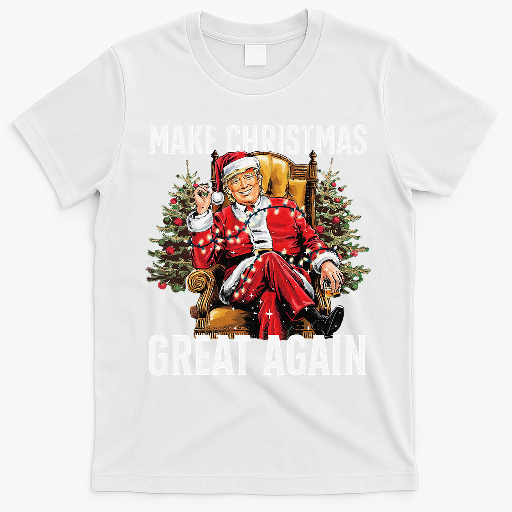 Make Christmas Great Again Santa Funny Christmas Pajamas T-Shirt - White