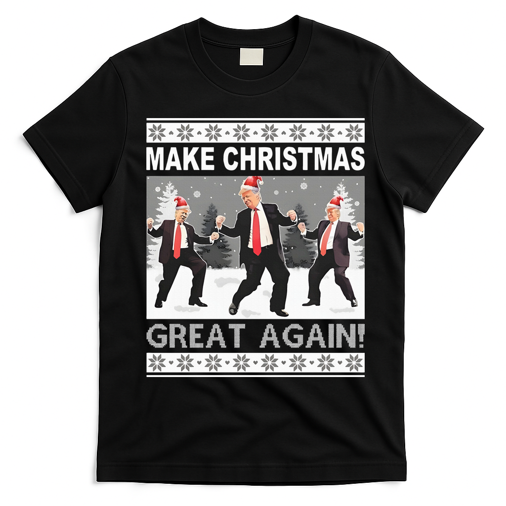 Make Christmas Great Again Trump Dancing T-Shirt - Black